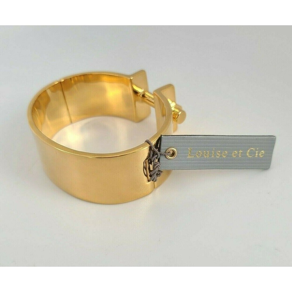 NWT Louise et Cie Golden Bracelet Collection Hinge Bangle Wide Chunky